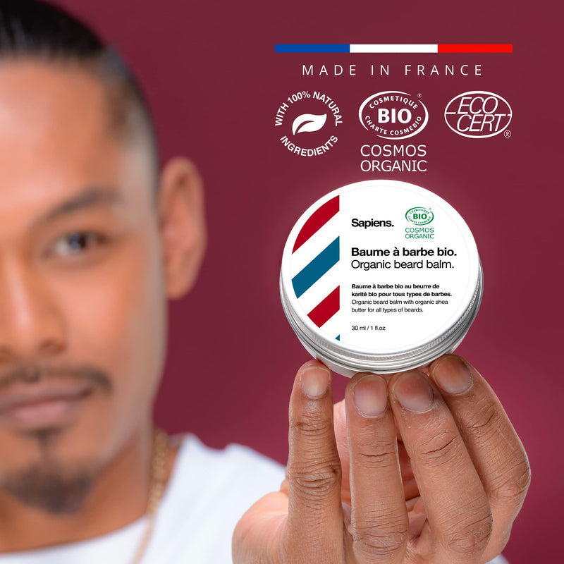 [Australia] - Sapiens BarberShop Beard Care Set for Men - Organic Beard Oil and Organic Beard Balm Cosmos Organic Certified - Beard Comb and Beard Brush, Beard Scissors, Travel Bag - Beard Care Kit Made in EU 