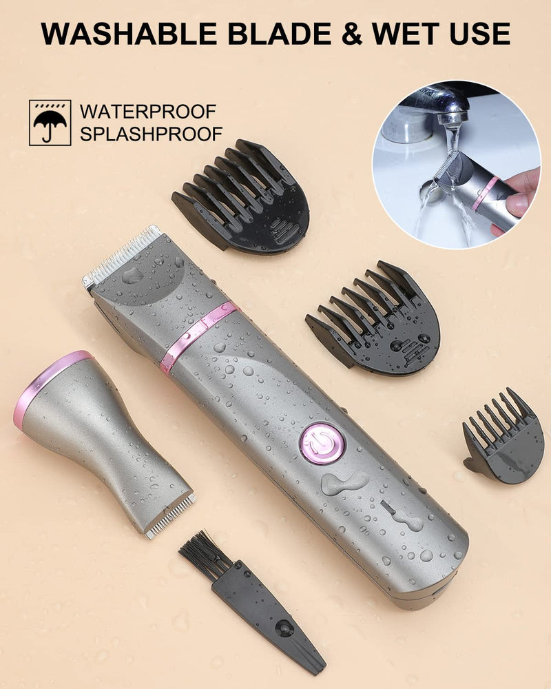 [Australia] - AREYZIN Pubic Hair Trimmer Women Bikini Trimmer Electric Shaver Razor for Bikini Armpit Legs Groin Hair Removal Body Hair Trimmer, Rechargeable Waterproof for Wet and Dry Use，Gray&Purple Gray 