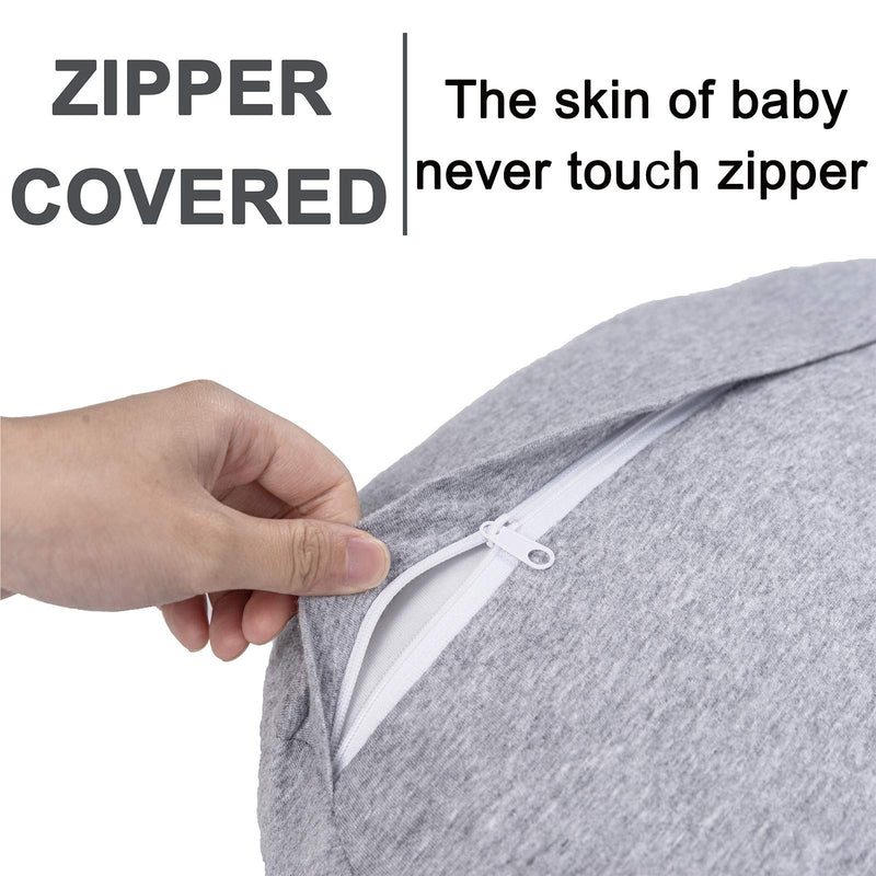 [Australia] - Pro Goleem Nursing Pillow Cover 100% Jersey Cotton 2 Pack Soft Feeding Pillow Slipcover for Breastfeeding Moms Fits Standard Infant Nursing Pillow or Positioner Grey for Boys and Girls 