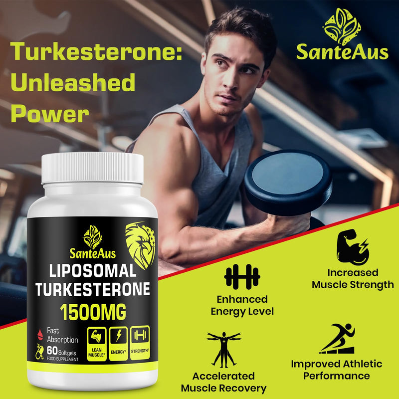 Liposomal Turkesterone Capsules 1500mg Supplement,Max Strength Ajuga Turkestanica Extract,Standardized to 20% Turkesterone,Optimal Absorption,Muscle Growth & Recovery,Gluten Free,Fillers Free,2 Pack 60 count (Pack of 2)
