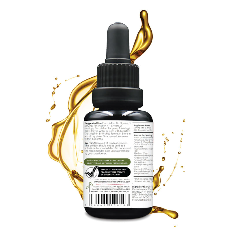 Vitamin B Complex for Children 30ml | 9 B Vitamins Supplement from Birth 0-11 Years | Newborn Baby Kids Sugar Free UK Made Vegetarian Liquid | Long Suppy. 1 Drop Daily