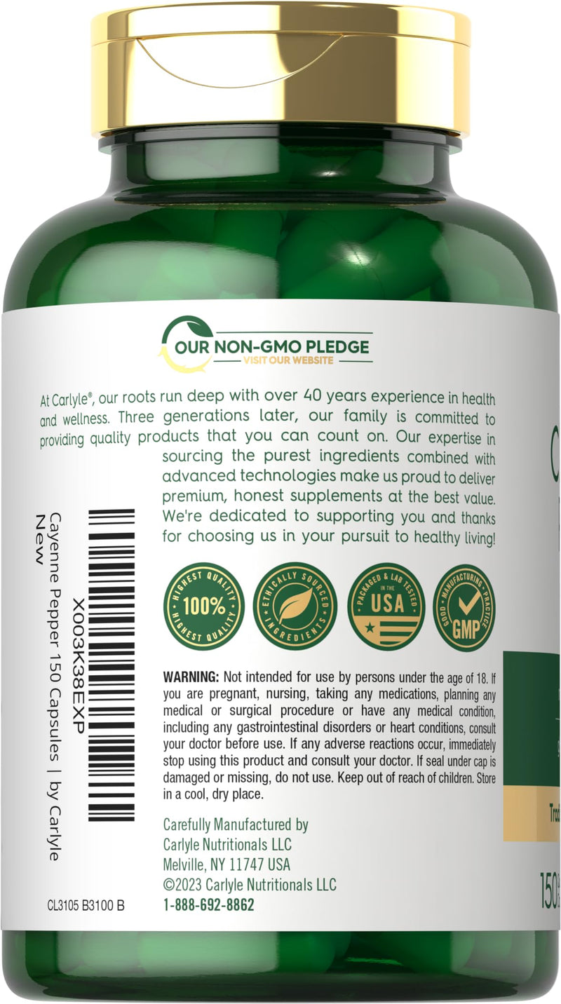 [Australia] - Carlyle Cayenne Pepper Capsules | 40,000 HU | Non-GMO and Gluten Free Supplement 