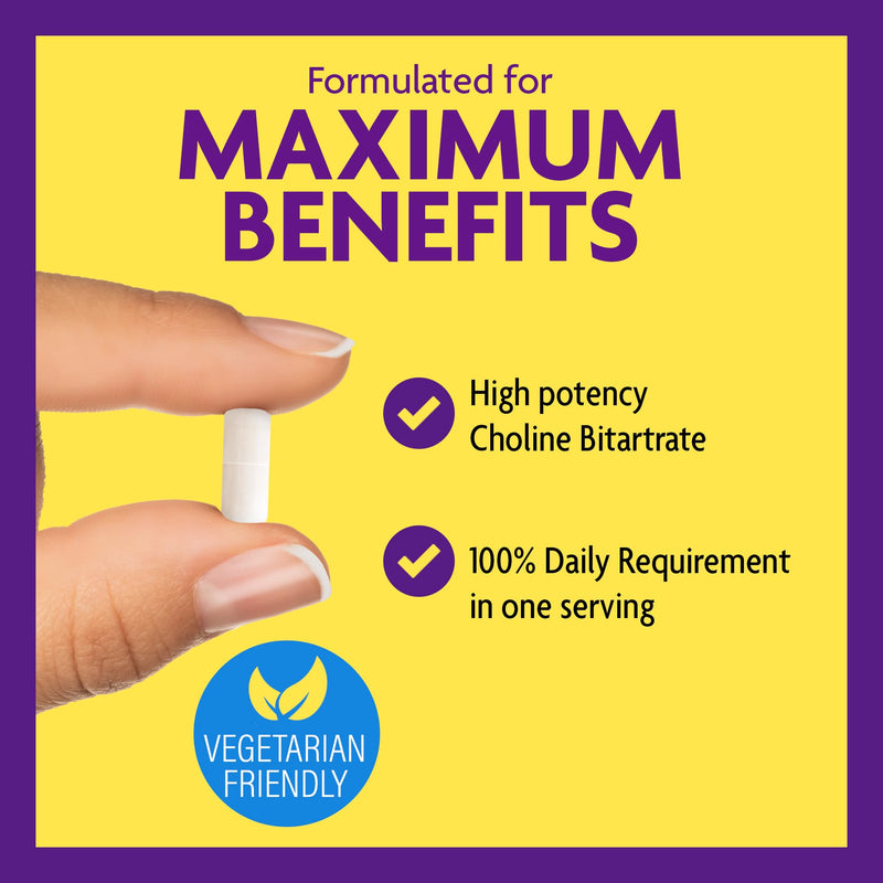 [Australia] - InnovixLabs Choline Supplement 550mg Pure Choline Bitartrate for Brain Health, Focus, Memory, Cognitive Development, Fatty Liver and Mood Support for Women and Men, 100 Capsules 