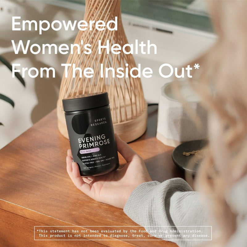 [Australia] - Sports Research Evening Primrose Oil (1300mg) 120 Liquid Softgels ~ Cold-Pressed with No fillers or Artificial Ingredients ~ Non-GMO & Gluten Free 120 Count (Pack of 1) 