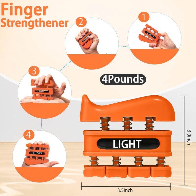 [Australia] - Grip Strength Trainer, Finger Strength Trainer for Grip Strength Training for Fingers, Wrists, and Hands for Home, Office, Gym, Climbing, Athletes, Musicians, and Therapy Orange/Black/Red 