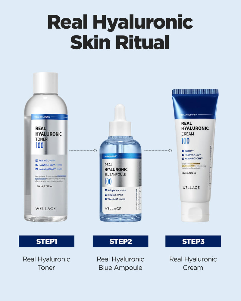 WELLAGE Real Hyaluronic Cream 100, Pure Hyaluronic Acid Korean Face Moisturizer with Ceramide Panthenol Squalane Vitamin B5 Niacinamide - Hydrating face moisturizer, Hypoallergenic, 1.69oz. | Hyaluronic Acid, Panthenol, Deep Hydration, Moisturization, ...