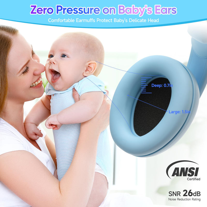 [Australia] - Baby Headphones for Noise - [Upgraded Friendly Version] Infant Ear Muffs Noise Protection - Toddler Noise Cancelling Headphones - Baby Ear Protection for 3 Months to 3 Years Blue 
