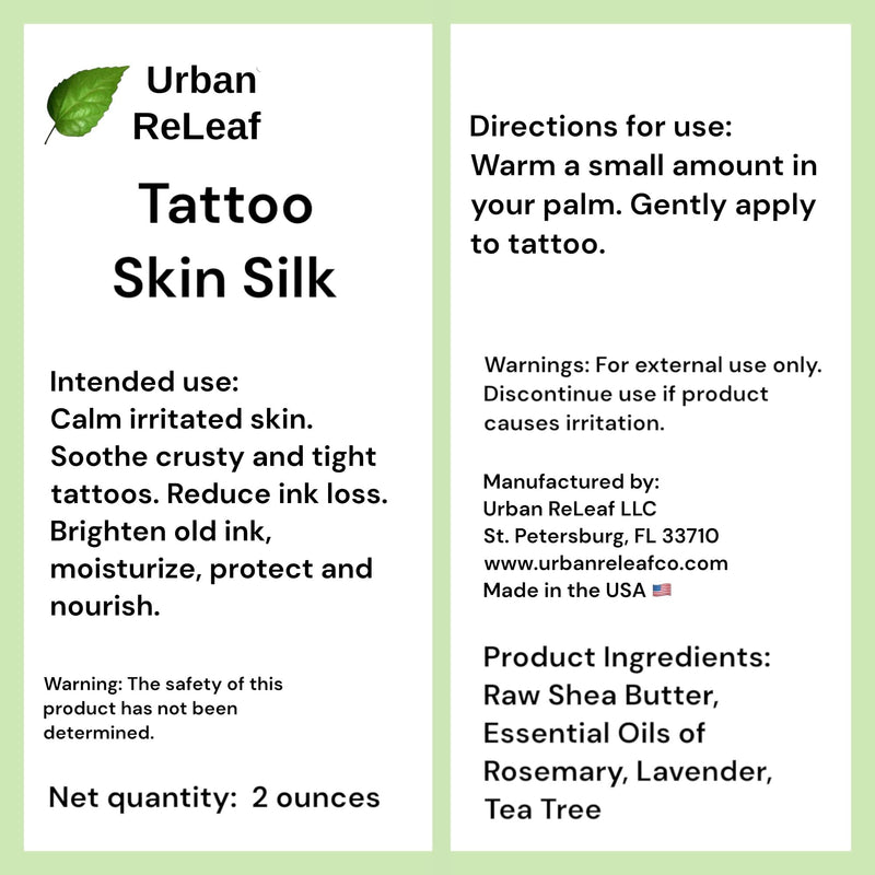 [Australia] - Urban ReLeaf TATTOO SKIN SILK! Calm new ink fast! Brighten old tats! 100% Natural Shea Butter Salve Ointment, Cream Lotion Protect! Vegan. Healing Botanicals! Soothe crusty and tight skin. 