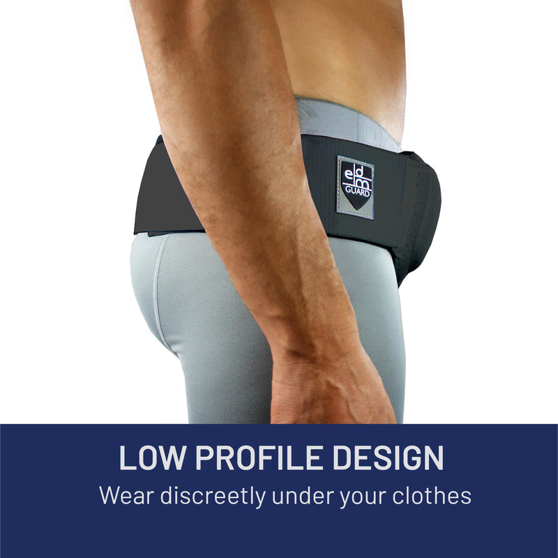 [Australia] - Everyday Medical Inguinal Hernia Support Belt for Men I Fits Left or Right Side I Post Surgery Men and Womens Hernia Support Truss for Inguinal, Groin Hernias I Adjustable Waist Strap I Black | S/M Small/Medium (34-44 IN) 
