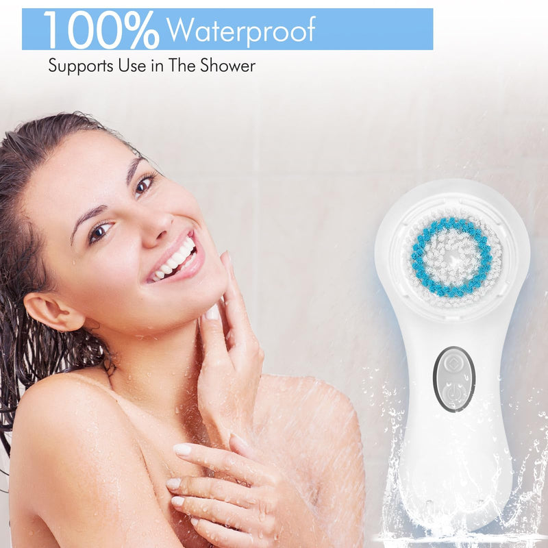 [Australia] - Microtree Facial Cleansing Brush, Electric Face Scrubber Exfoliator for Women Skin Care Deep Cleaning Exfoliating, Rechargeable Waterproof with 2 Sonic Vibration Speeds for Home & Travel(White) White 