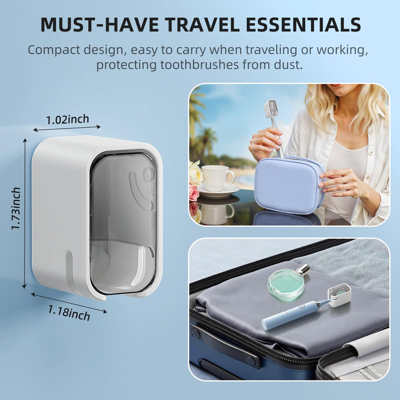[Australia] - Travel Toothbrush Head Cover 2PCS, Electric Toothbrush Covers Caps, Ventilated Toothbrush Protectors Caps for Travel, Camping, Bathroom, Business, Grey 