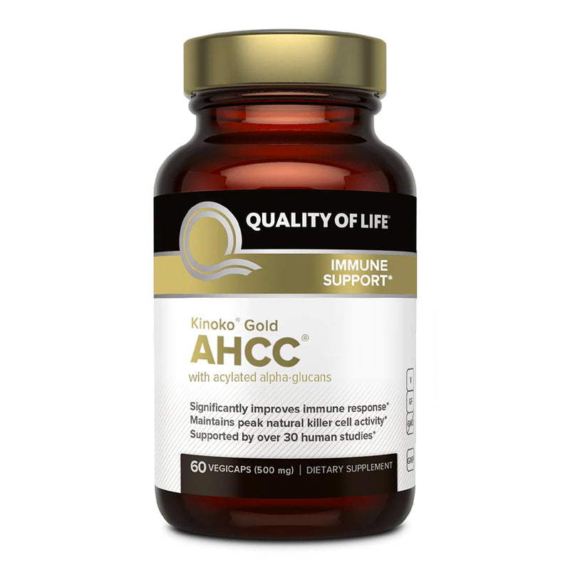 [Australia] - Quality of Life Premium Kinoko Gold AHCC Supplement, 500 mg per Capsule, Supports Immune Health, Liver Function, Maintains Natural Killer Cell Activity & Enhances Cytokine Production, 60 Veg Capsules 1 