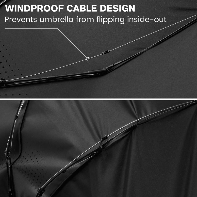 G4Free 62" Automatic Open Golf Umbrella + 46" Automatic Windproof Travel Umbrella, Double Canopy, Black