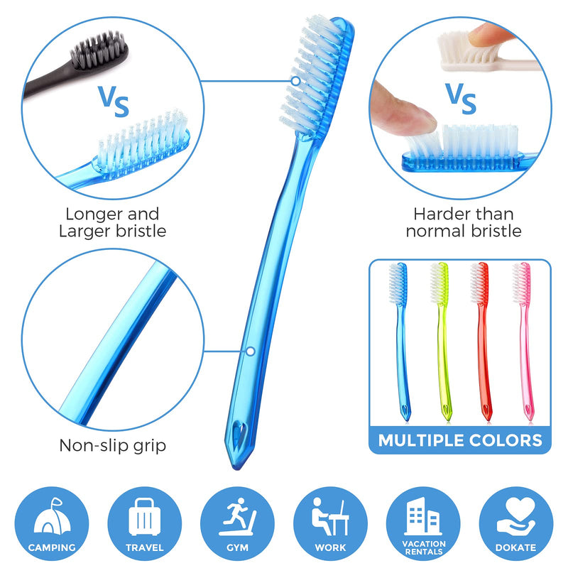 Zopeal Extra Hard and Firm Toothbrush for Adults Bulk Huge Large Long Head Bristle Full Head Manual Toothbrush for Whitening Cleaning(24 Pieces) 24