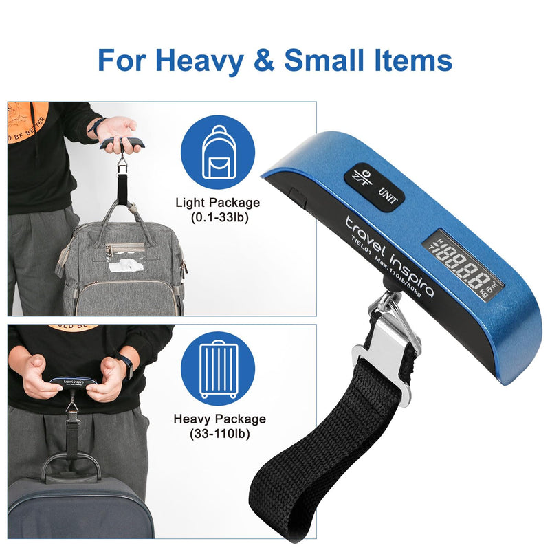travel inspira Slim Anti-Theft RFID Blocking Travel Money Belt Luggage Scale, Portable Digital Hanging Baggage Scale