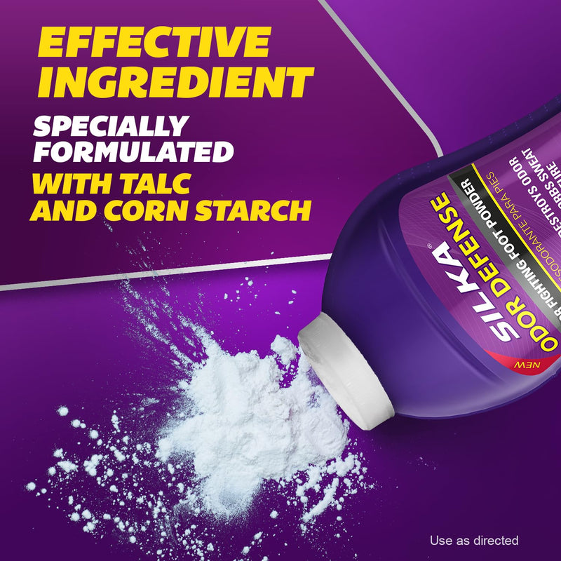 SILKA Odor Fighting Foot Powder & Shoe Deodorizer, 6 Oz, 2 Pk | Corn Starch Powder, Talc & Cooling Beads, for Long Lasting Freshness Feeling, Helps Absorbs Sweat & Excess Moisture