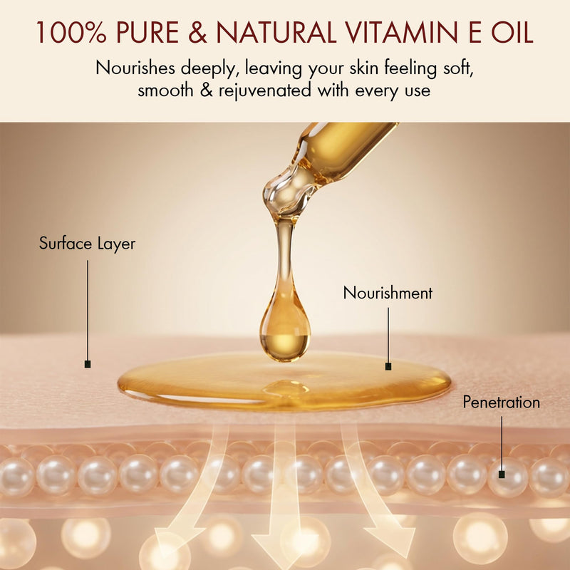 Majestic Pure Vitamin E Oil 100% Pure & Natural Body Oil - 8 Fl Oz | Cold Pressed & Hexane Free Carrier Oil for Moisturizing Dry Skin,Scars, Hair, Eyelashes, Eyebrows, Body, Face, Nails & Scalp 8 Fl Oz (Pack of 1)