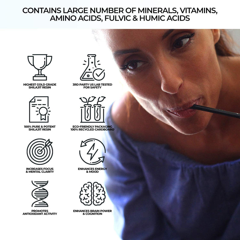 [Australia] - NATURAL SHILAJIT Resin - 20 Gram Shilajit Supplement with Fulvic Acid & Trace Minerals & Shilajit Honey Sticks 7 Count 