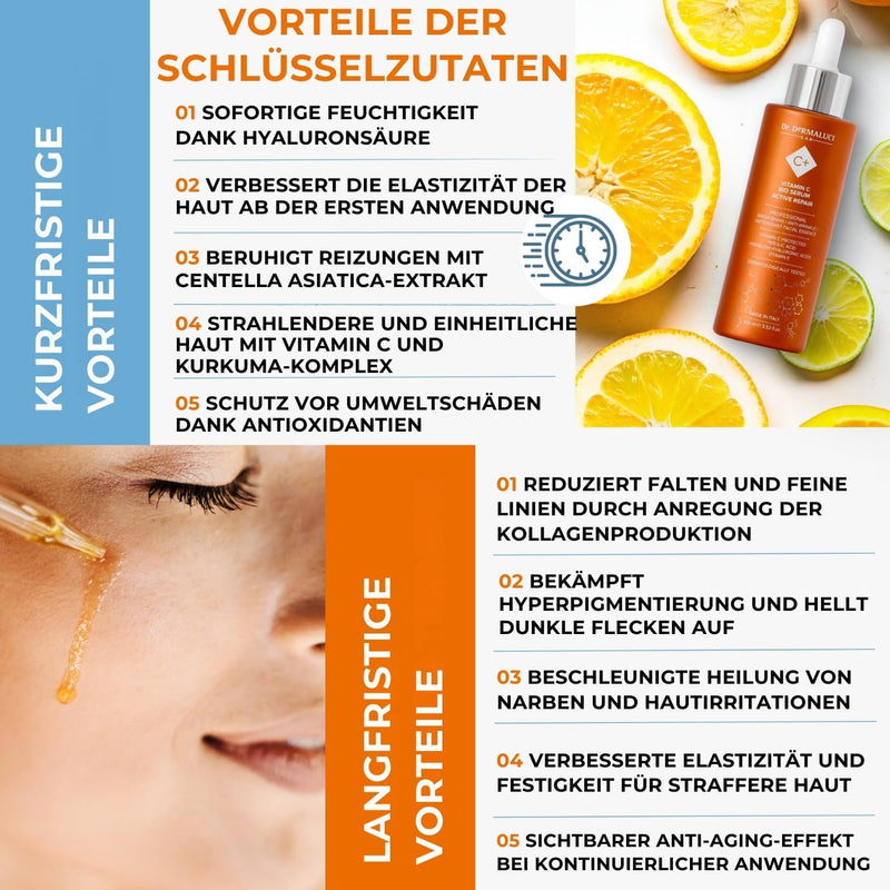 [Australia] - Vitamin C Serum Face 100ML ORGANIC Hyaluronic/Ferulic Acid | Brightening Turmeric Centella Asiatica | Brightening Moisturizing Smoothing | Anti-Aging Naturally | Men/Women | All skin types 