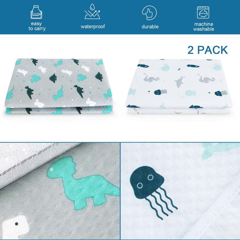 [Australia] - Splat Mat 2 Pack for Under High Chair & Arts & Eating Mess, Waterproof Baby Playtime Anti-Slip High Chair Mat for Floor or Table, Reusable & Portable Splash Mat for Under High Chair, 46" x 42" Gray 