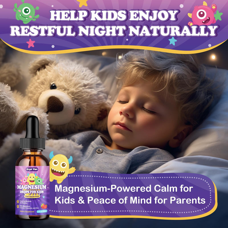 Magnesium Glycinate Liquid for Kids – Liquid Magnesium Glycinate with Zinc, Chamomile, Vitamin B12, B6, D3 – Calm Drops for Sleep, Relaxation, Calm & Focus –Strawberry Flavor, 4 Fl Oz Strawberry 4 Fl Oz (Pack of 1)