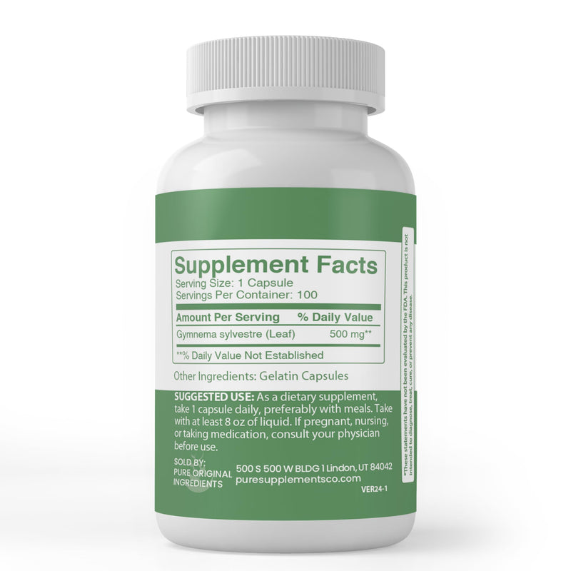 [Australia] - PURE ORIGINAL INGREDIENTS Gymnema Sylvestre, (100 Capsules), Always Pure, No Additives Or Fillers, Lab Verified 100 Count (Pack of 1) 