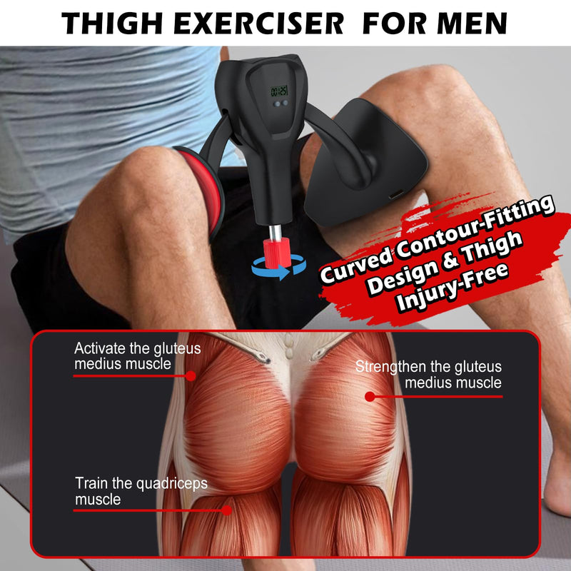 [Australia] - 3rd Gen Thigh-Master 0-100 lbs Adjustable Resistance Inner Thigh Exerciser Trainer Counter with Leg Straps Band Pelvic Floor Kegel Hip Exercise Workout Equipment Pilates Women Men Black 