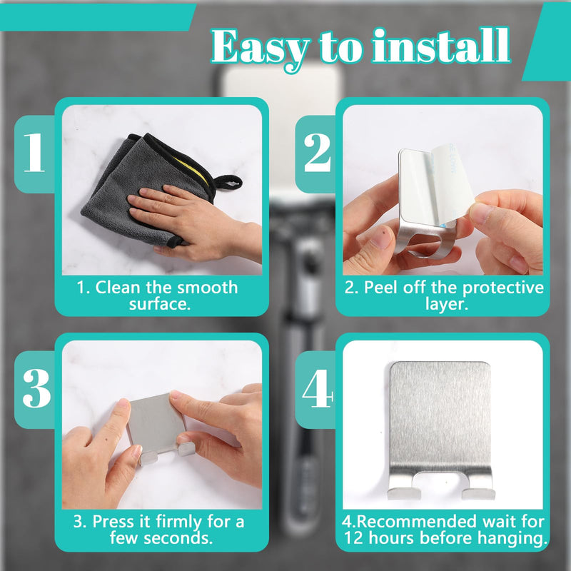 [Australia] - ElevateTech Razor Holder Shower Pack of 2 Self-Adhesive Razor Hooks Robust Storage Hook No Drilling Stainless Steel Razor Holder Waterproof Wall Hook Shower Hook for Razor Loofah 