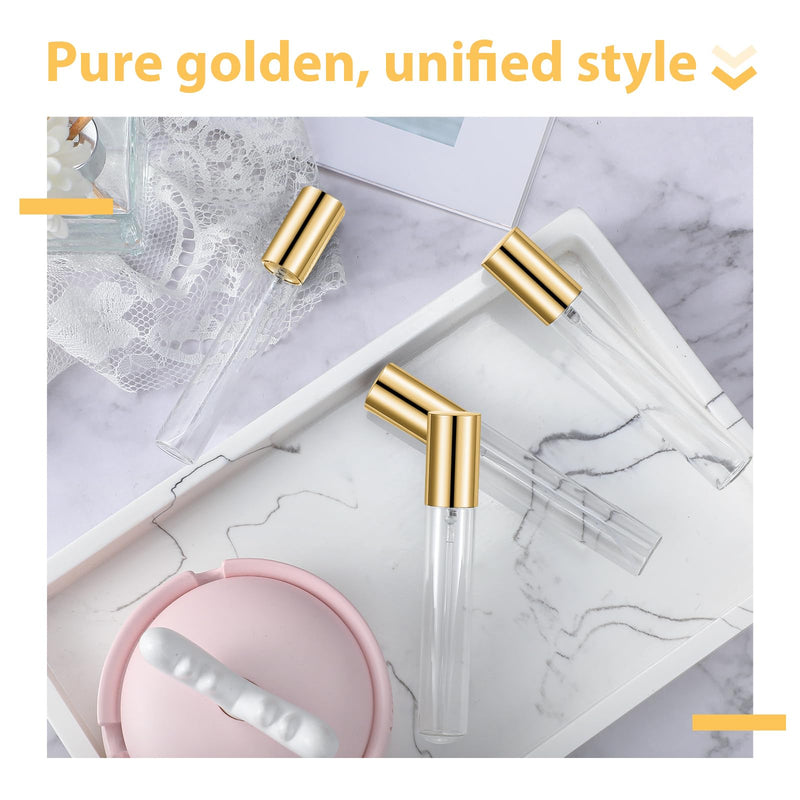 Yinder 50 Pcs 15ml Travel Spray Bottle Refillable Perfume Atomizer Bulk Glass Mini Cologne Perfume Bottles Empty Fine Mist Portable Small Sample Containers(Gold) Gold 15 ml