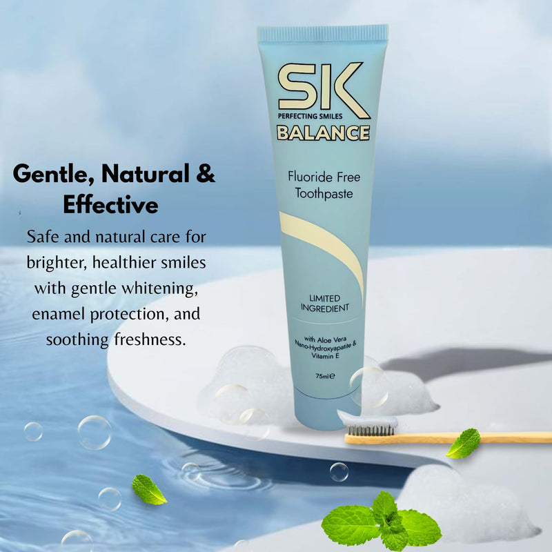 [Australia] - SK Balance Fluoride Free Toothpaste - Nano Hydroxyapatite, Helps Remineralize & Whitening The Teeth, Appropriate for Sensitivity - Aloe Vera & Vitamin E for Soothing Gums (75 ml) 