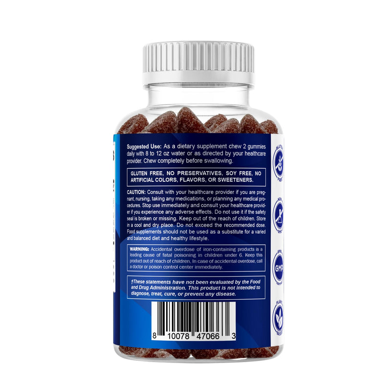Vitamatic Vegan Iron 20 mg with VIT. C, 60 Natural Grape Flavor Gummies | Supports Healthy RBC Production and Oxygen Transport*, Immune Health Support*, Plant Based, Gluten Free, Non-GMO, Made in USA 60 Count (Pack of 1)