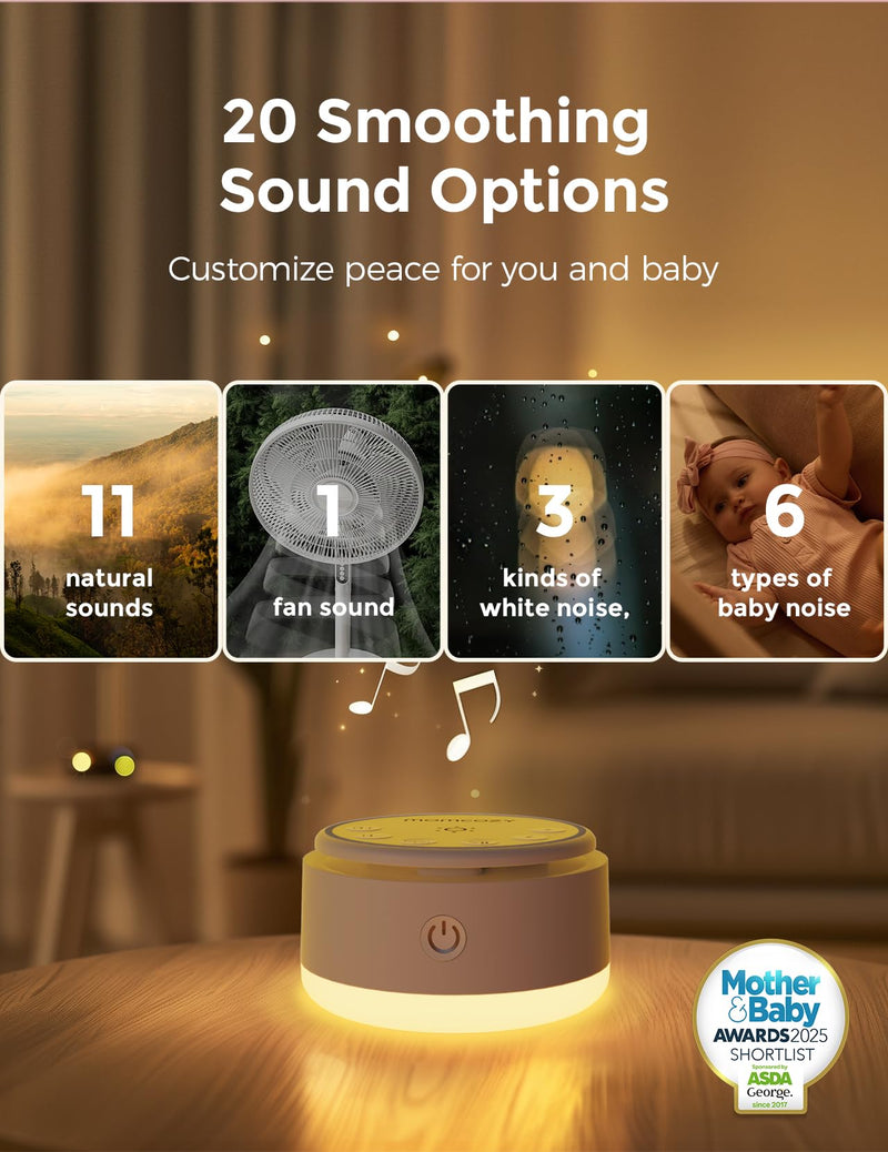 [Australia] - Momcozy Sound Machine for Baby-20 Soothing Sounds & Touch Warm Light Portable White Noise for Kids & Adults for Sleeping Timer and Memory | Ideal Travel Companion & Nursery Must-Have 