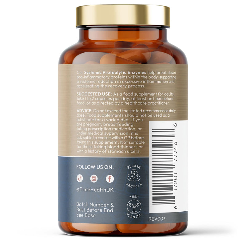 Systemic Proteolytic Enzymes Complex – 120 Capsules – Repair & Recovery – Mixed Enzyme Formula with Ginger & Ionic Trade Minerals – UK Made – Zero Additives – Pullulan 120 count (Pack of 1)