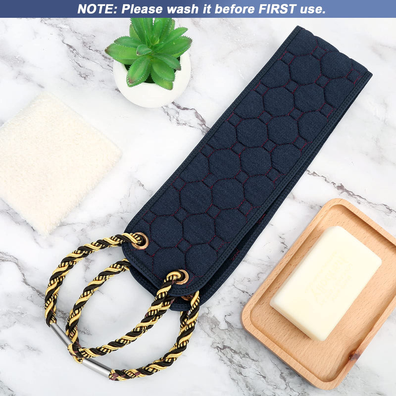 [Australia] - Exfoliating Back Scrubber with Handles, 38.5 Inch Double-Sided Back Exfoliator Body Scrub Towel, Exfoliating Washcloth Bath Tool for Use in Shower, Back Washer to Deep Clean Your Skin for Men & Women Black (38.5*4.1 Inch) 