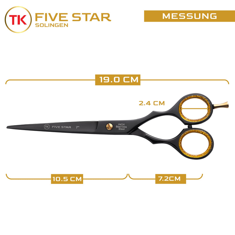 [Australia] - TK FIVE STAR SOLINGEN® Supra Premium 7" extra sharp hairdressing scissors hair cutting scissors for women men hairdressers and salons for fine and strong hair rustproof 7 inch titanium black 