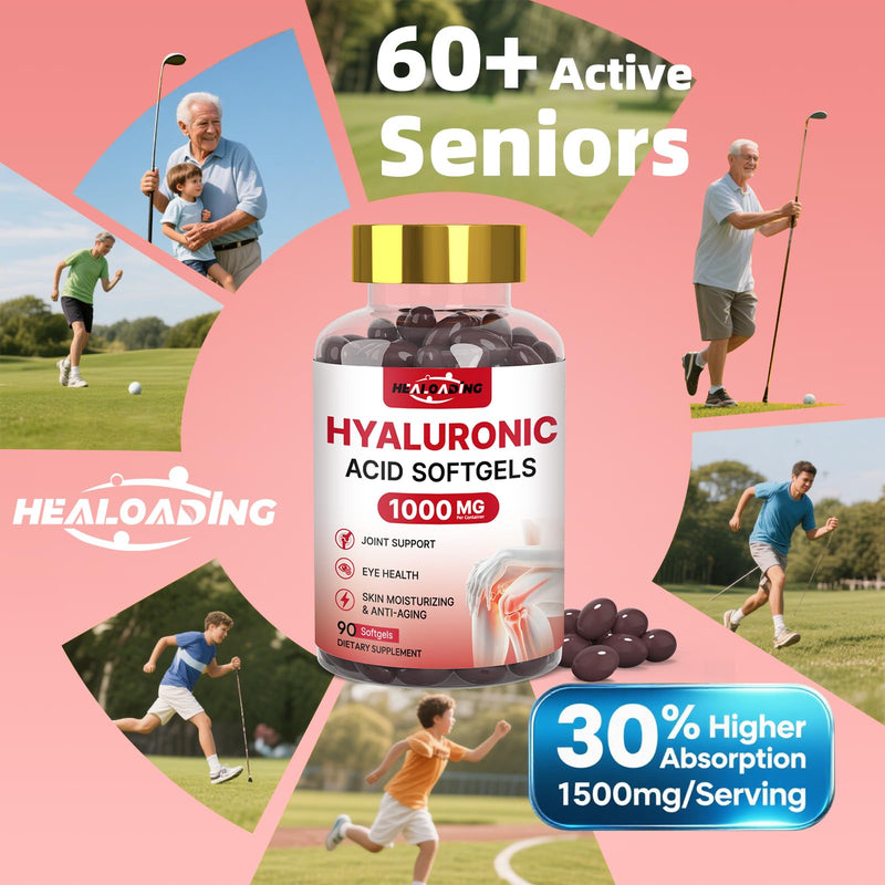 [Australia] - Hyaluronic Acid Supplements 1000mg Softgels: Joint Supplements for Men Hyaluronic Acid for Skin & Joint Hydration Non-GMO and Gluten Free 