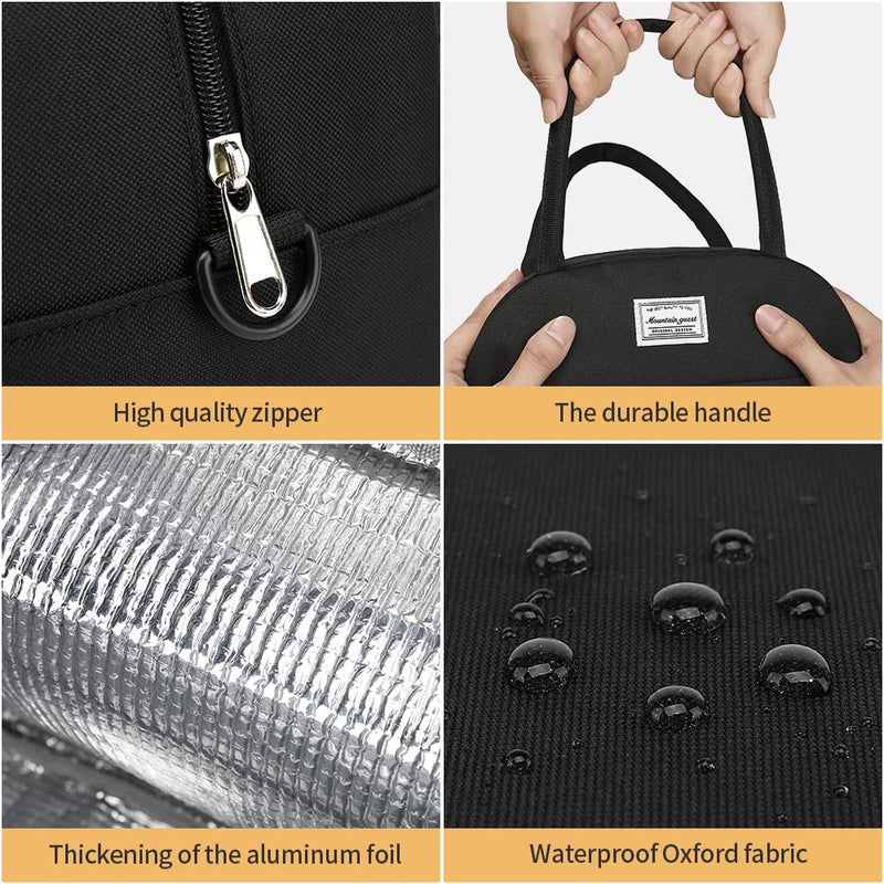[Australia] - lunch bag women & men, Reusable Insulated Cooler Lunch Box Adult Water Resistant Lunch tote bag for Work Picnic Beach or Travel Black 