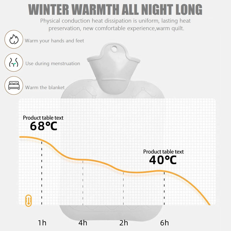 [Australia] - Hot water bottle with soft cover - large hot water bottle 1 liter fluffy - bed bottle for children and adults - hot water bottle with fluffy cover - gifts for women 1L 