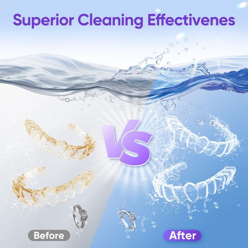 [Australia] - Ultrasonic Retainer Cleaner Machine, 45kHz Retainer Cleaner Machine for Denture Cleaner, 200ML Cleaner Ultrasonic Cleaner for Mouth Guard Cleaner,Night guard, Braces,Rings, Necklaces,White 