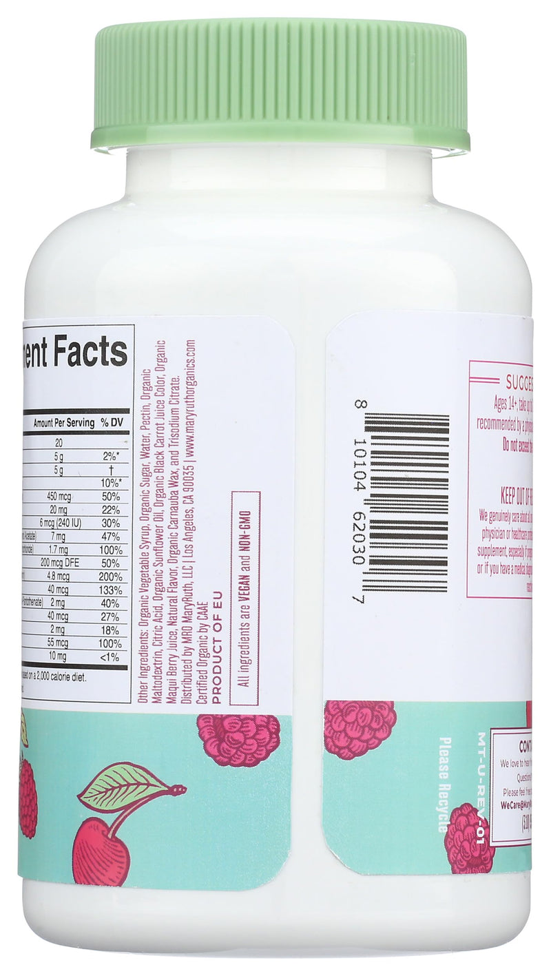 MARYRUTH'S Organic Multivitamin Gummies for Women, Hair & Skin Health, 60ct | Immune Support, Hair & Skin Health, Reproductive Health, Vitamin A C D E B6 B12 Biotin Zinc Iodine