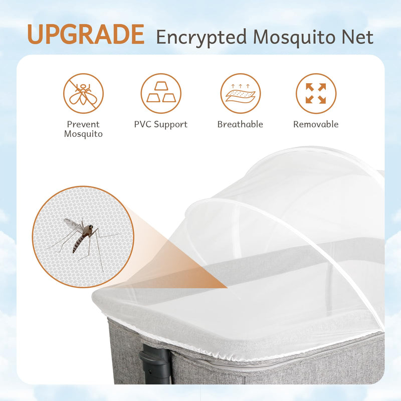 [Australia] - Bassinet Cover to Keep Cats Out, Mosquito Net Cover with 2-Way Zipper for Baby Crib, White 