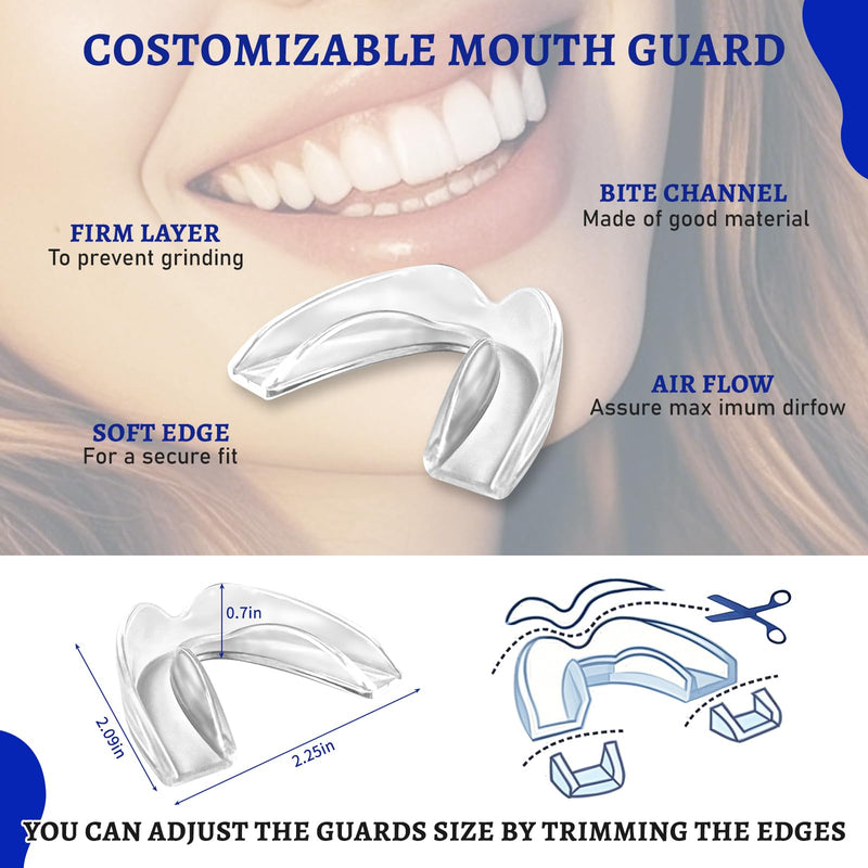 Night Guard for Teeth Grinding & Clenching – BPA-Free Dental Mouth Guard for Sleeping, Adults – 4 Pack with Case (2 Sizes) – Comfortable Nighttime Protector