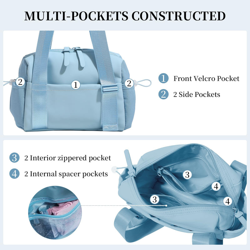 Small Gym Bag for Women Mini Gym Duffle Bag with Wet Compartment,mini duffle Tote Bag small duffle bag for Workout/Sport/Travel (Blue) Blue