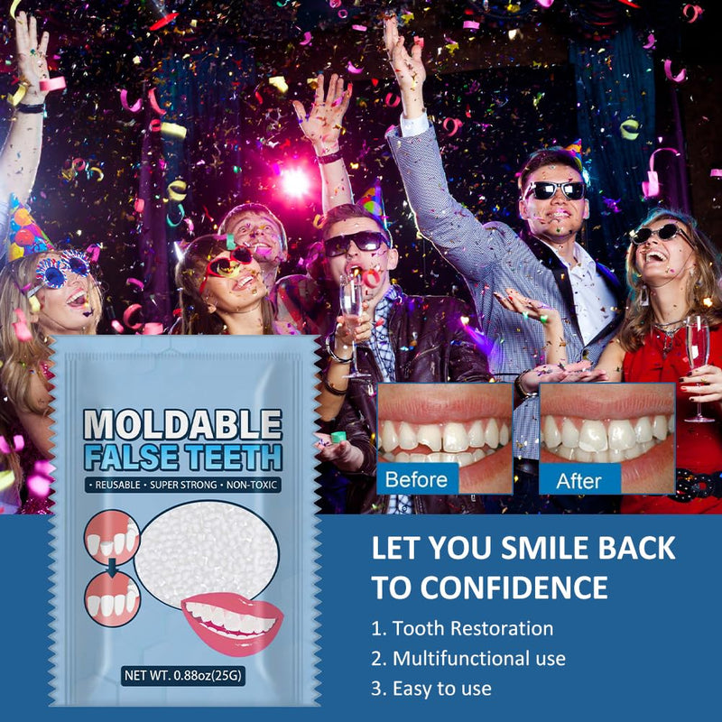 [Australia] - Temporary Dentures, Dentures Prosthesis, Temporary Tooth Repair Kit, Temporary Tooth Repair Kit, Vampire Fake Dentures, for Halloween, Cosplay, 25g 