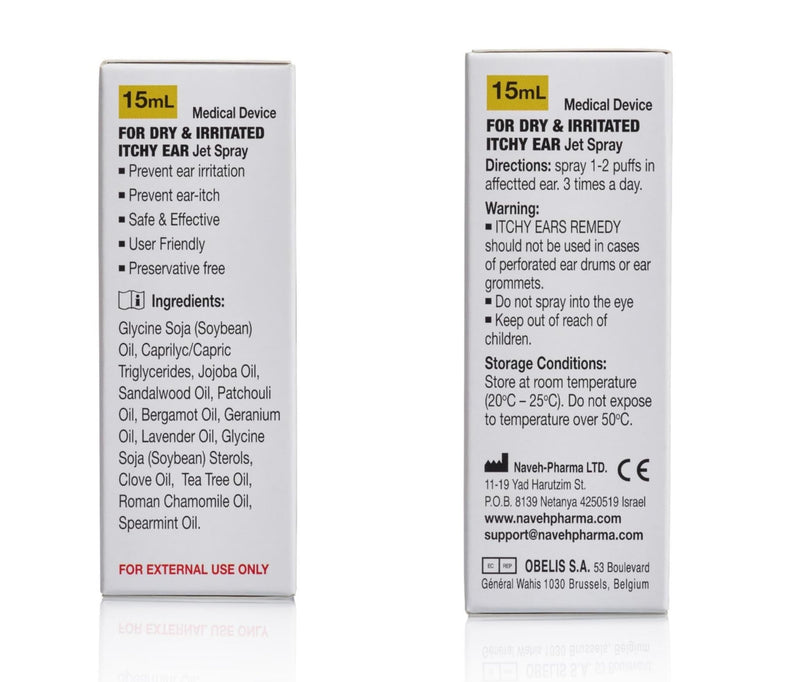 [Australia] - NAVEH PHARMA Itchy Ears Remedy Ear Cleaning and Itch Relief | Treats All Causes of Ear Itchiness | Jet Spray for Eczema Treatment & Clogged Ear Relief | Ear Wax Removal & Ear Drops Wash (0.5 Fl Oz) 0.5 Fl Oz 