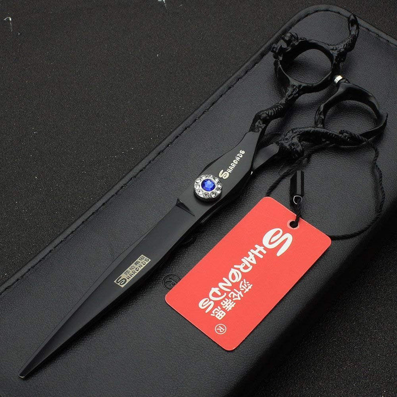 7 inch salon personalized scissors 19 cm cool black salon hair styling hair scissors stainless steel hair tools 7 Inch Flat