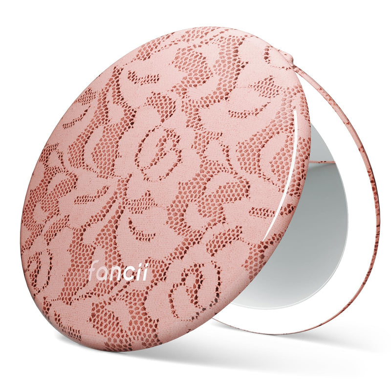 Fancii Taylor Compact Travel Makeup Mirror with Lights, 10x /1x Magnifying, Rechargeable, 3 Light Modes, Dimmable - Small Lighted Handheld Purse Mirror, Double Sided, for Gifts (Mocha Lace)