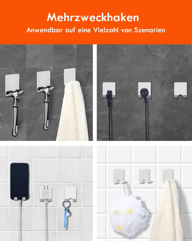 [Australia] - Gorffy Razor Holder Shower, Pack of 3 Multi-Purpose Hooks Stainless Steel Waterproof Wall Hooks Self-Adhesive Razor Holder Shower Bathroom Hooks No Drilling Shaving Holder (White, Pack of 3) White, Pack of 3 