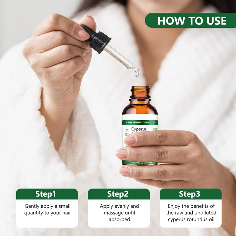 [Australia] - 2 pieces Cyperus Rotundus oil, pure Cyperus oil, natural Cyperus rotundus oil for hair removal, Cyperus rotundus oil hair removal, reduction of body hair growth (60 ml x 2). 