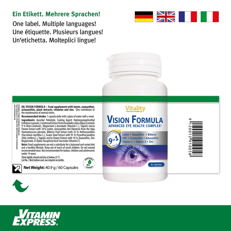 [Australia] - High-dose eye vitamins, Vision Formula nutritional supplement to maintain normal vision (60 capsules) Vitality Nutritionals by VitaminExpress 